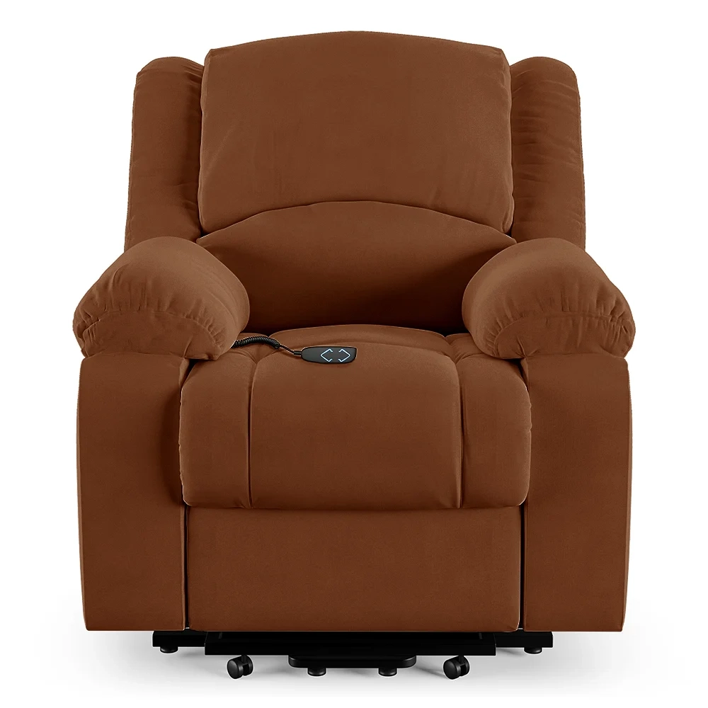 Poltrona do Papai Reclinável Pietra Elevação Lift Elétrico FH9 Veludo Terracota - Mpozenato