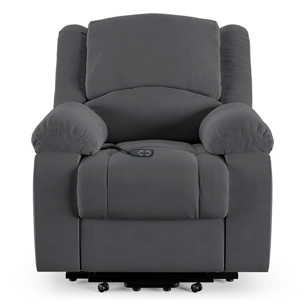 Poltrona do Papai Reclinável Pietra Elevação Lift Elétrico FH9 Veludo Cinza - Mpozenato