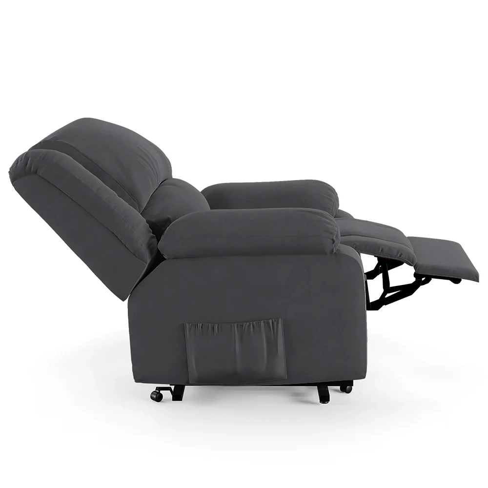 Poltrona do Papai Reclinável Pietra Elevação Lift Elétrico FH9 Veludo Cinza - Mpozenato