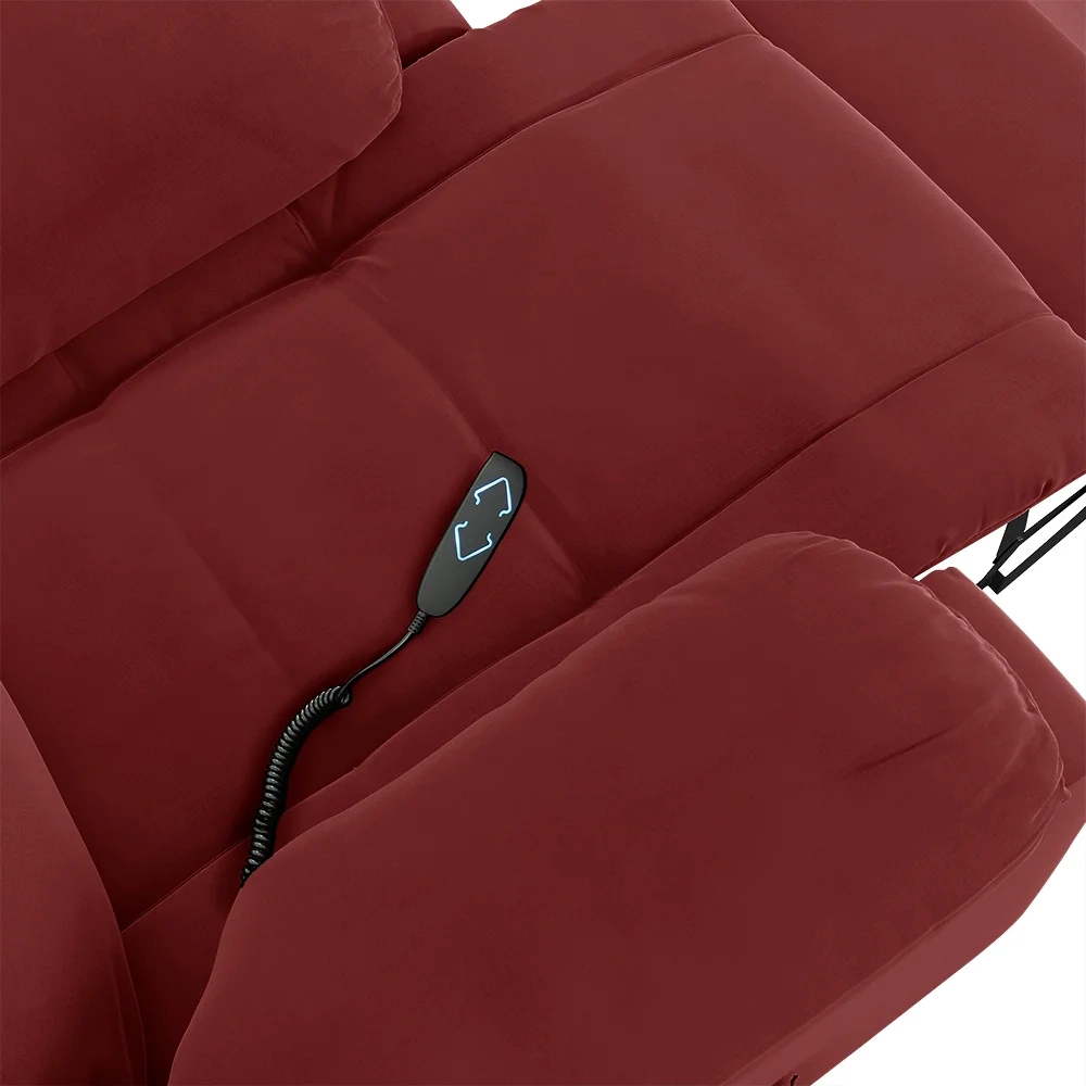 Poltrona do Papai Reclinável Pietra Elevação Lift Elétrico FH9 Veludo Vermelho - Mpozenato
