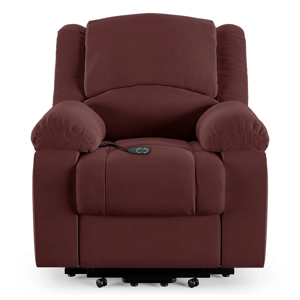Poltrona do Papai Reclinável Pietra Elevação Lift Elétrico FH9 Veludo Vinho - Mpozenato