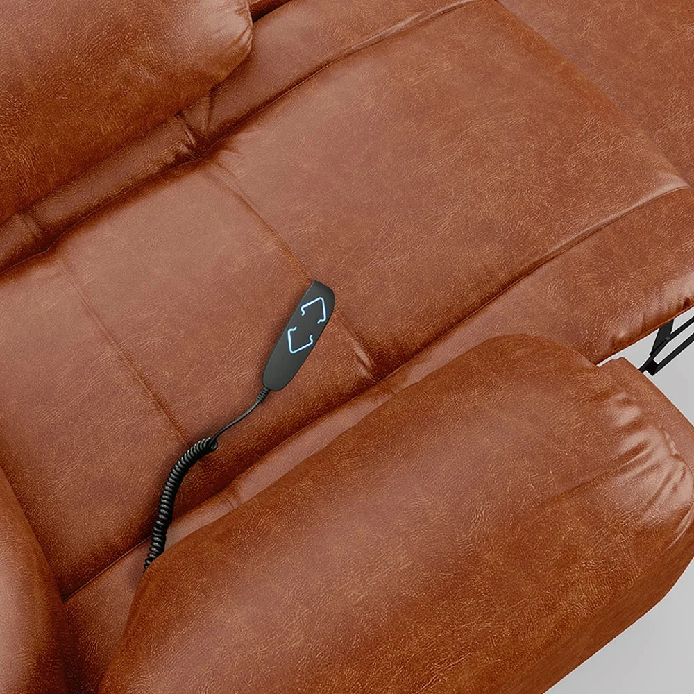 Poltrona do Papai Reclinável Pietra Elevação Lift Elétrico FH9 PU Caramelo Brilho - Mpozenato