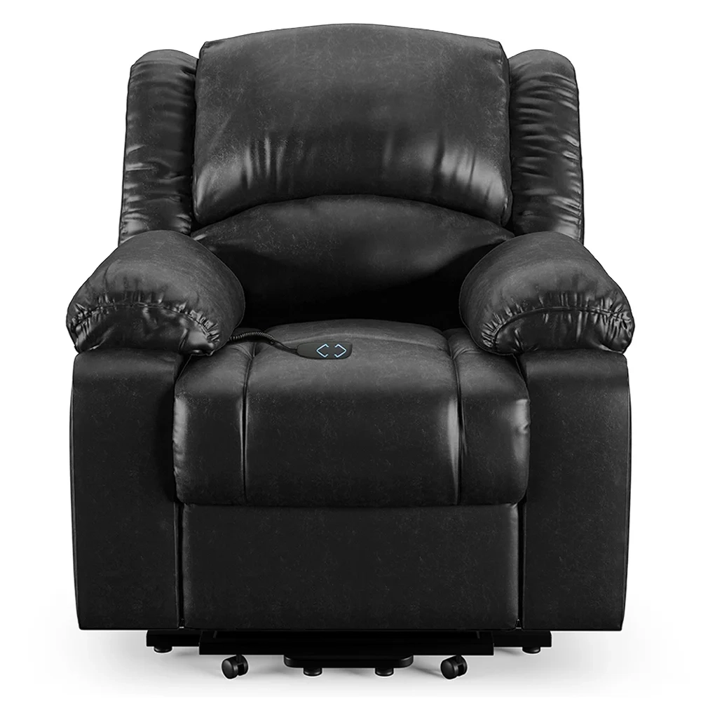 Poltrona do Papai Reclinável Pietra Elevação Lift Elétrico FH9 PU Preto Brilho - Mpozenato