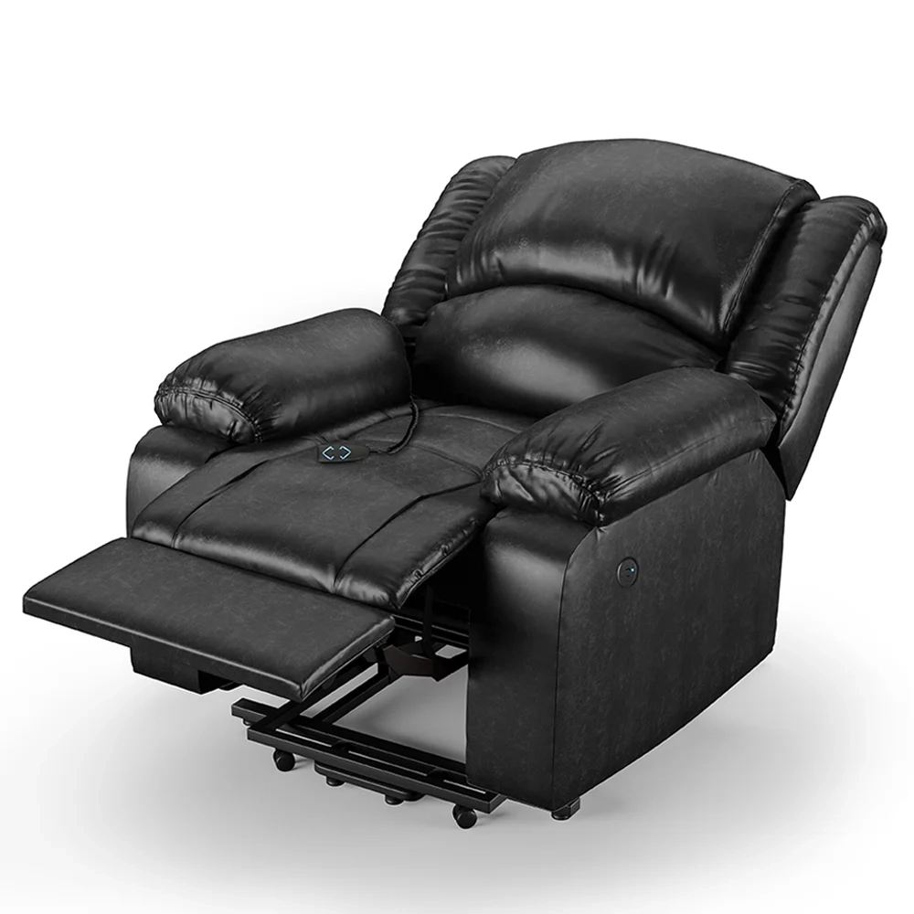 Poltrona do Papai Reclinável Pietra Elevação Lift Elétrico FH9 PU Preto Brilho - Mpozenato