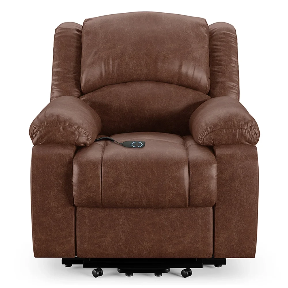 Poltrona do Papai Reclinável Pietra Elevação Lift Elétrico FH9 PU Marrom Brilho - Mpozenato