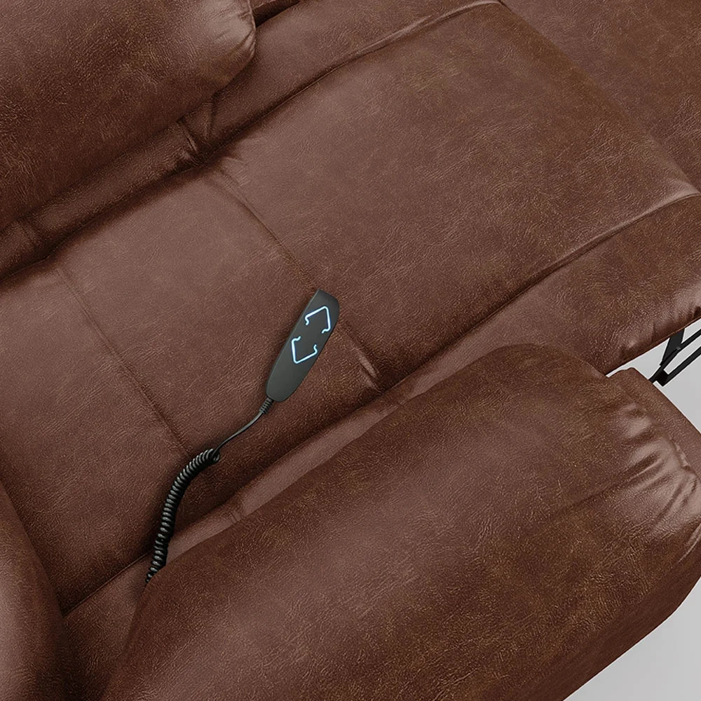 Poltrona do Papai Reclinável Pietra Elevação Lift Elétrico FH9 PU Marrom Brilho - Mpozenato