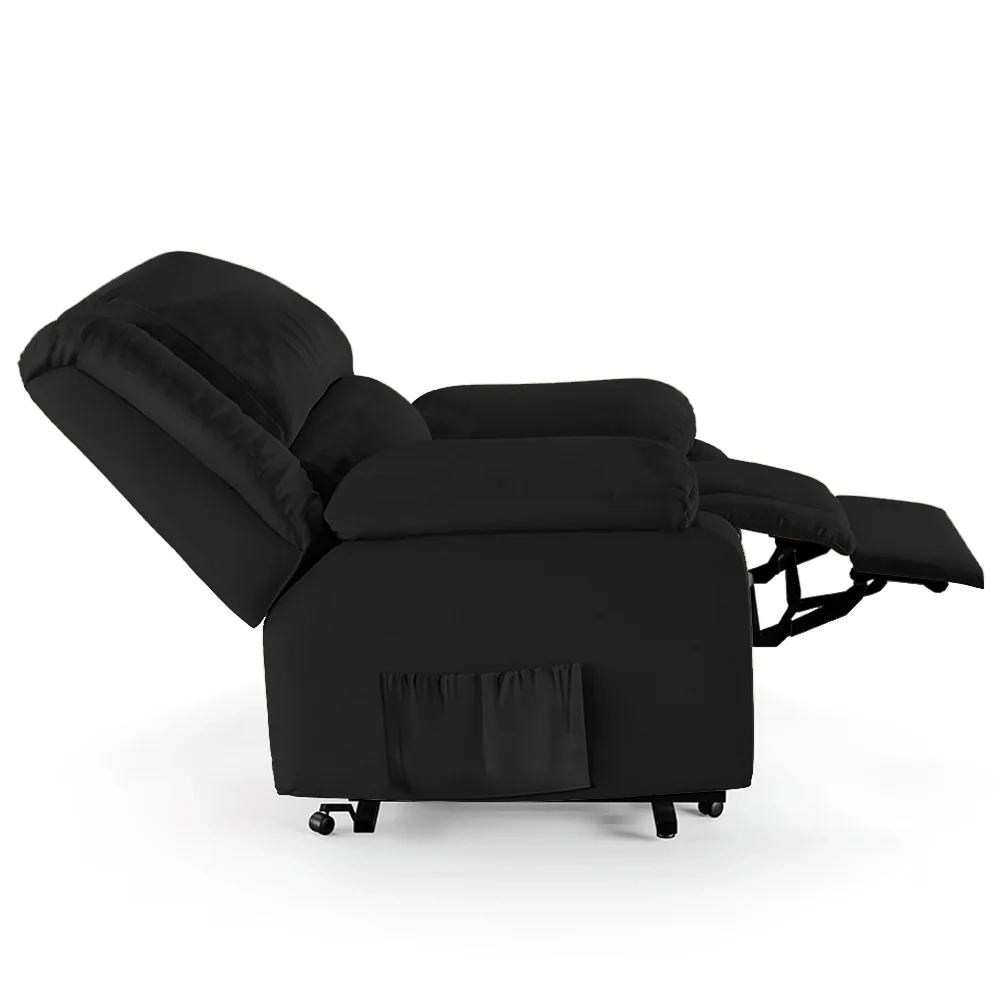 Poltrona do Papai Reclinável Pietra Elevação Lift Elétrico FH9 PU Preto - Mpozenato