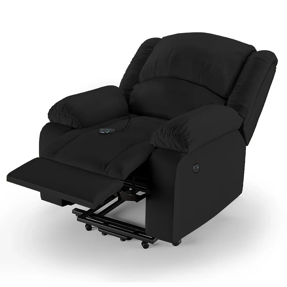 Poltrona do Papai Reclinável Pietra Elevação Lift Elétrico FH9 PU Preto - Mpozenato
