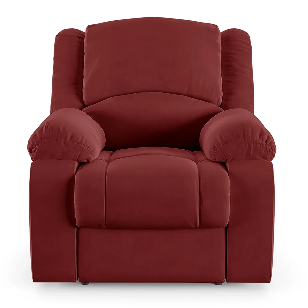 Poltrona do Papai Reclinável Pietra Elétrica LED Massagem FH9 Veludo Vermelho - Mpozenato