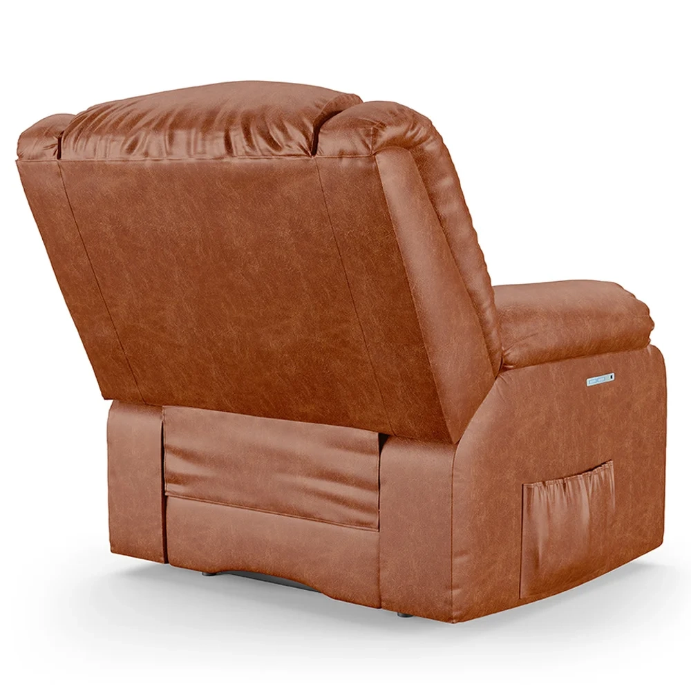 Poltrona do Papai Reclinável Pietra Elétrica LED Massagem FH9 PU Caramelo Brilho - Mpozenato