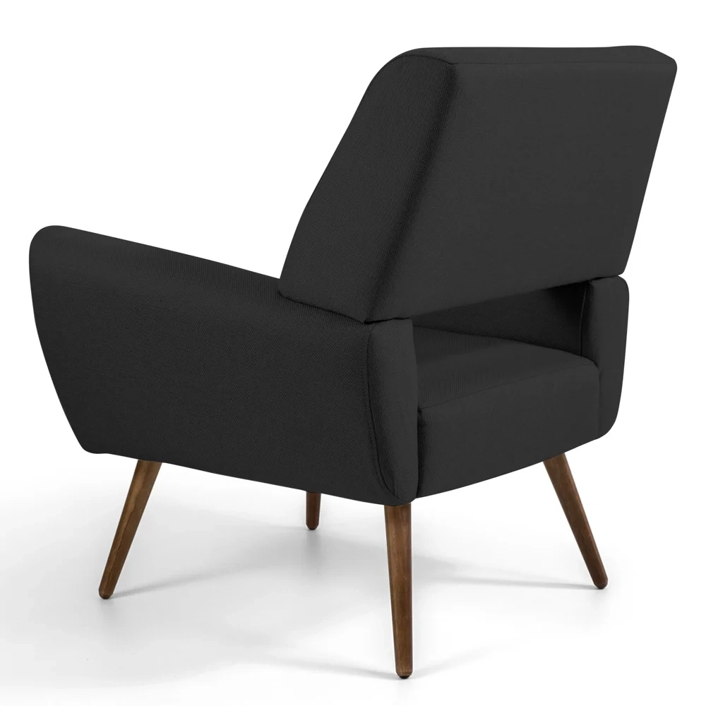 Poltrona Decorativa Sala de Estar Melli Pés Palito Madeira Linho D-465 Chumbo - Domi