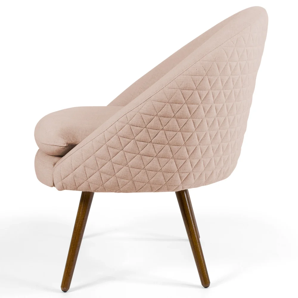 Poltrona Decorativa Pés Palito Rafa C-105 Linho Tressê Rosê - Domi