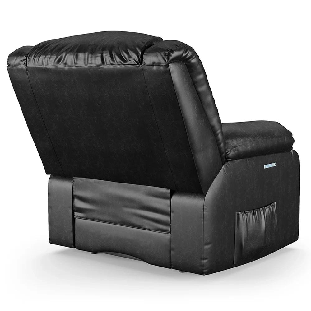Poltrona do Papai Reclinável Pietra Elétrica LED Massagem FH9 PU Preto Brilho - Mpozenato
