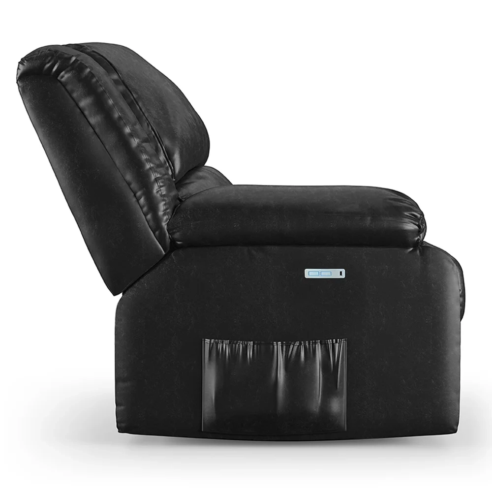 Poltrona do Papai Reclinável Pietra Elétrica LED Massagem FH9 PU Preto Brilho - Mpozenato