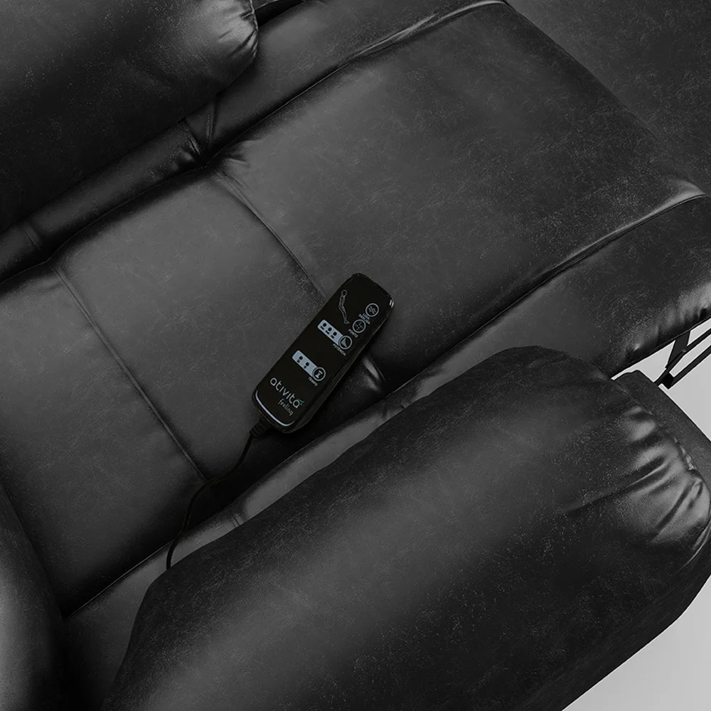 Poltrona do Papai Reclinável Pietra Elétrica LED Massagem FH9 PU Preto Brilho - Mpozenato