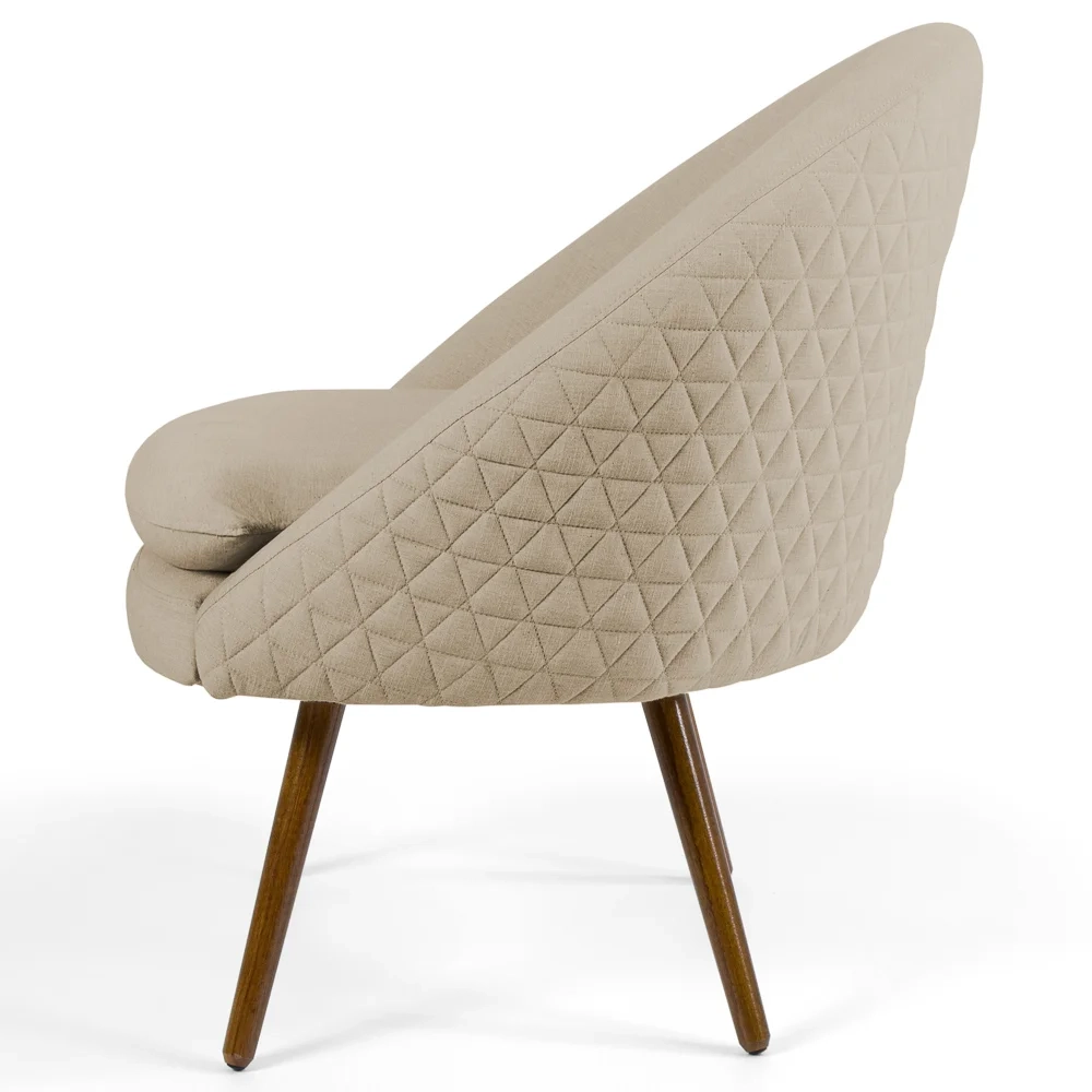 Poltrona Decorativa Pés Palito Rafa C-129 Linho Tressê Bege Escuro - Domi