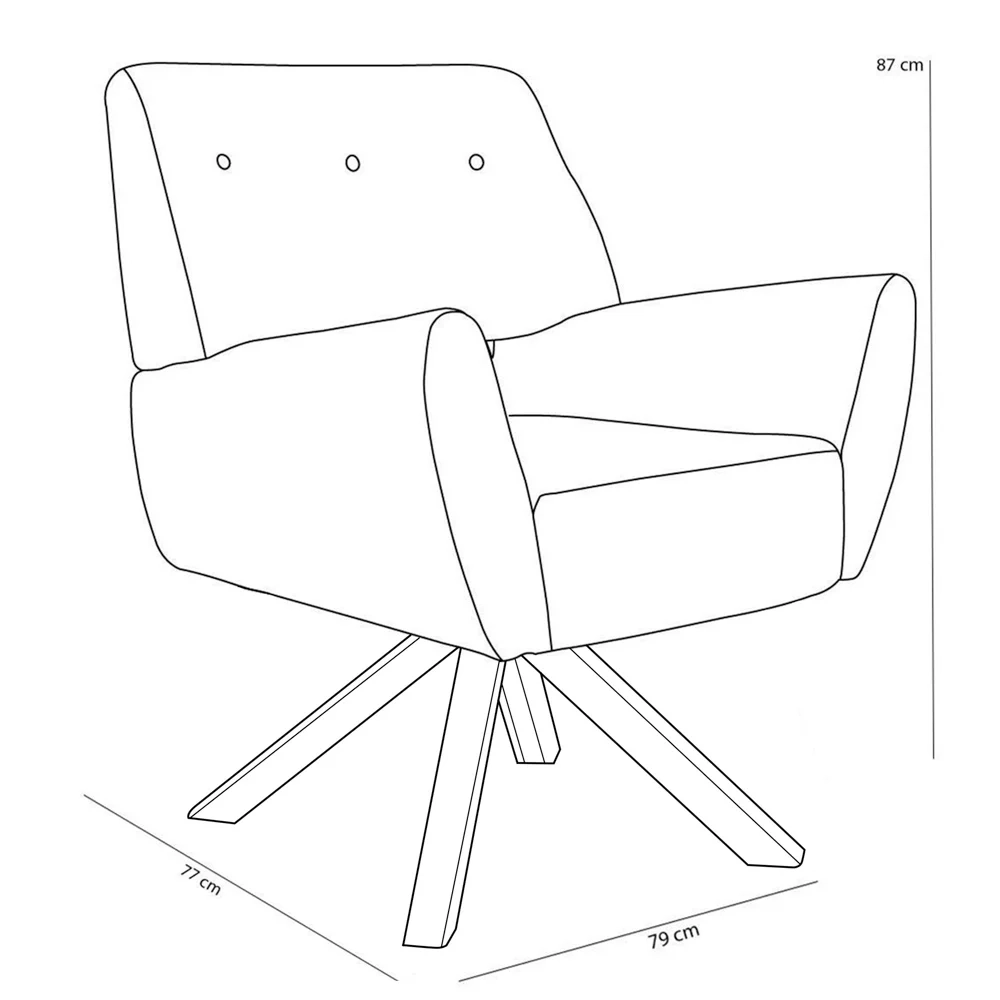 Poltrona Decorativa Sala de Estar Melli Base Giromad Giratória Linho D-465 Chumbo - Domi