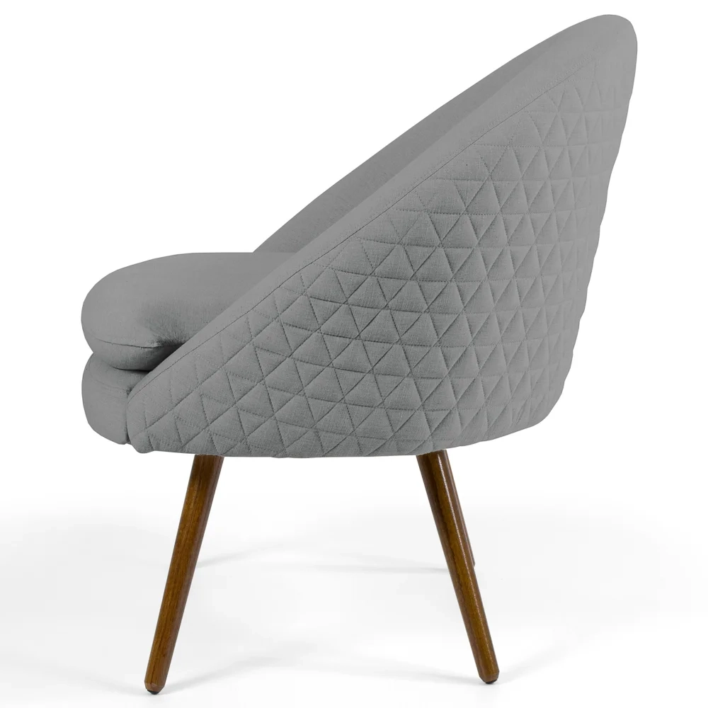 Poltrona Decorativa Pés Palito Rafa C-416 Linho Tressê Cinza Escuro - Domi