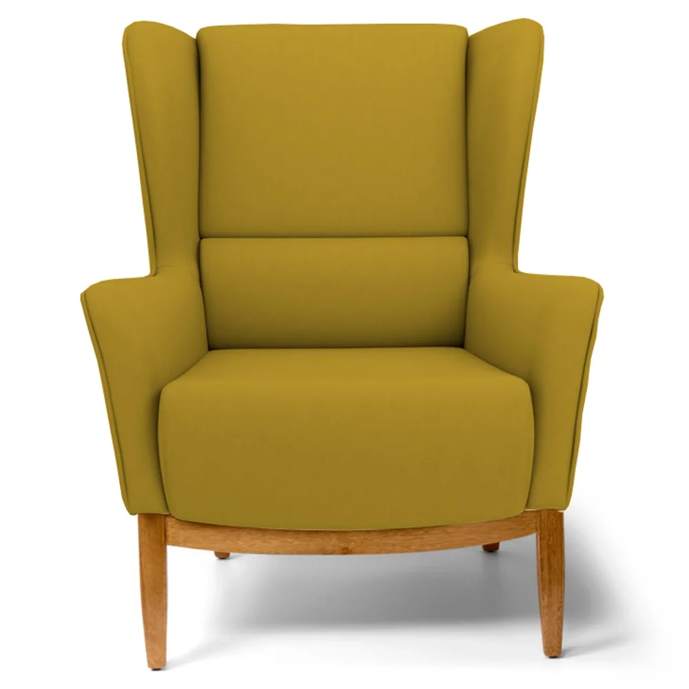 Poltrona Decorativa Base Manu Madeira Milena Veludo C-260 Mostarda - Domi
