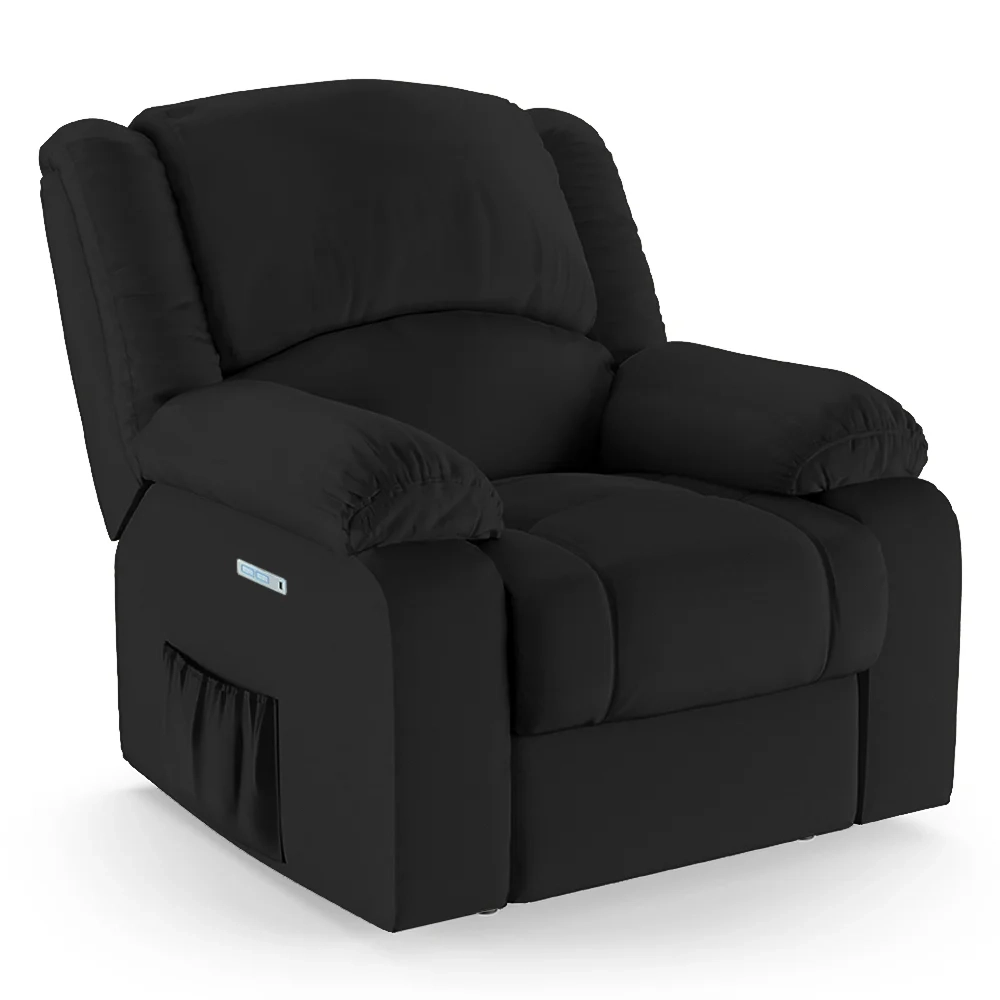 Poltrona do Papai Reclinável Pietra Elétrica LED Massagem FH9 PU Preto - Mpozenato