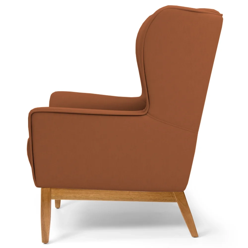 Poltrona Decorativa Base Manu Madeira Milena Veludo C-262 Telha - Domi