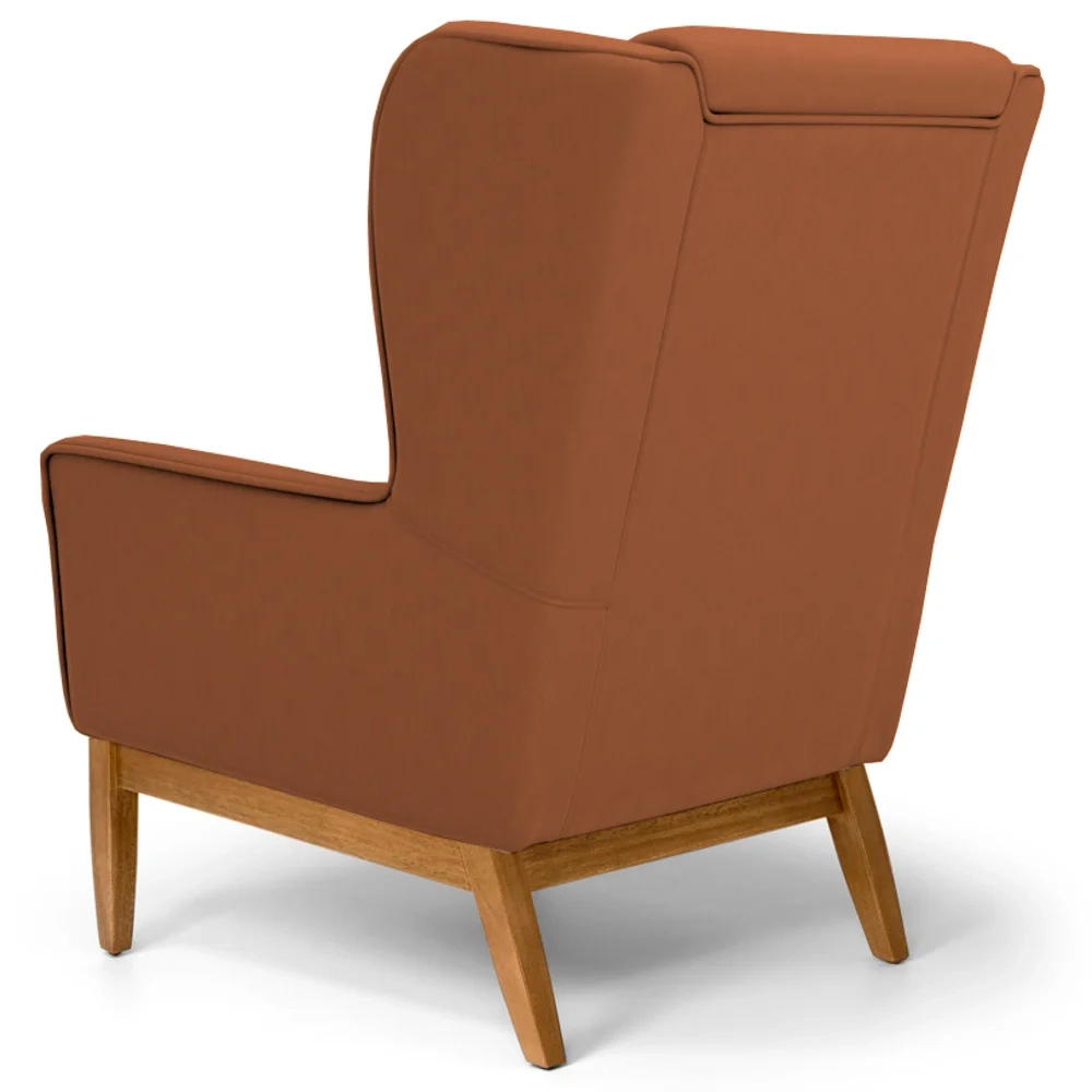 Poltrona Decorativa Base Manu Madeira Milena Veludo C-262 Telha - Domi