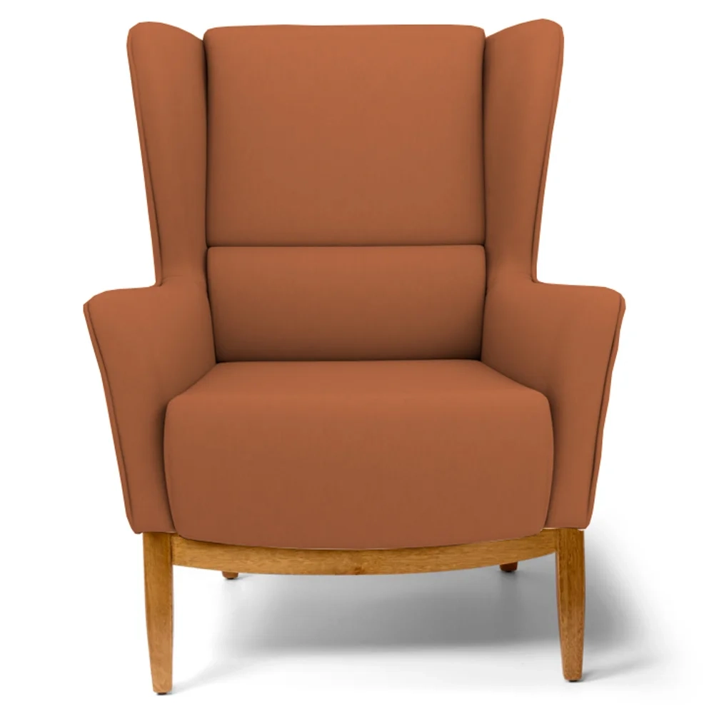 Poltrona Decorativa Base Manu Madeira Milena Veludo C-262 Telha - Domi