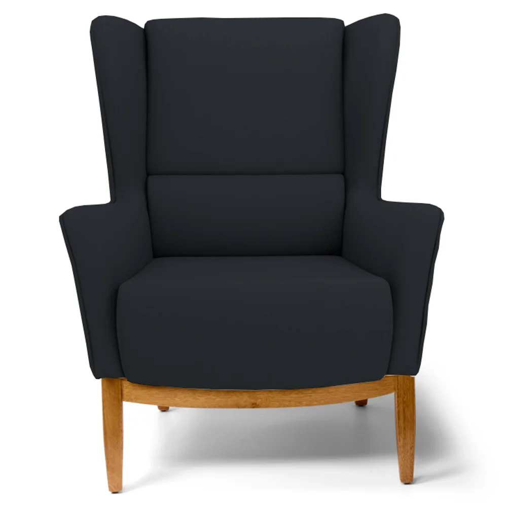 Poltrona Decorativa Base Manu Madeira Milena Veludo C-300 Preto - Domi