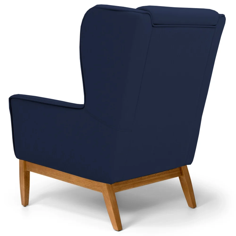 Poltrona Decorativa Base Manu Madeira Milena Veludo C-287 Marinho - Domi