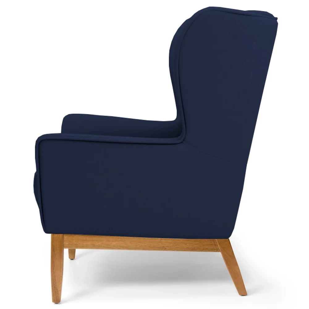 Poltrona Decorativa Base Manu Madeira Milena Veludo C-287 Marinho - Domi