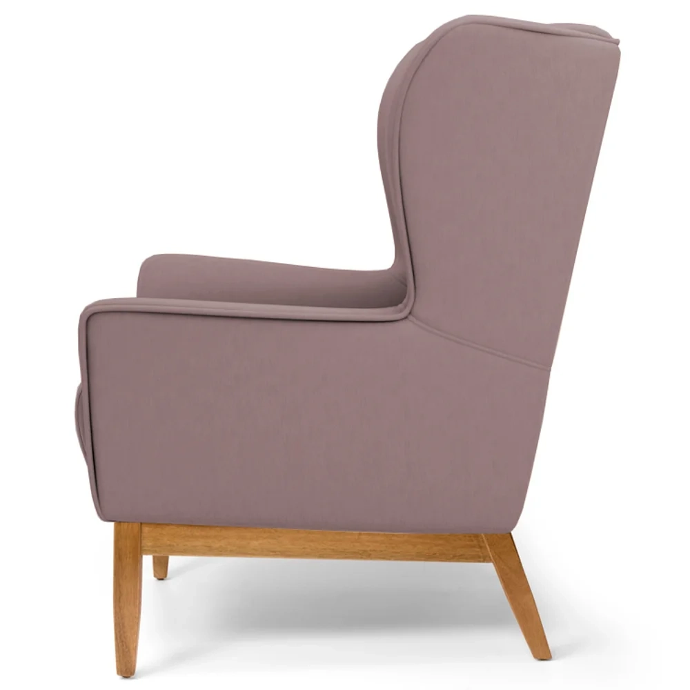 Poltrona Decorativa Base Manu Madeira Milena Veludo C-305 Rosê - Domi