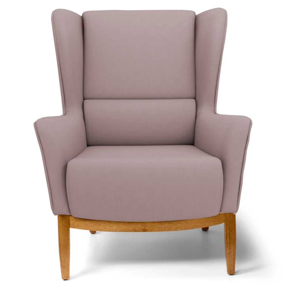 Poltrona Decorativa Base Manu Madeira Milena Veludo C-305 Rosê - Domi