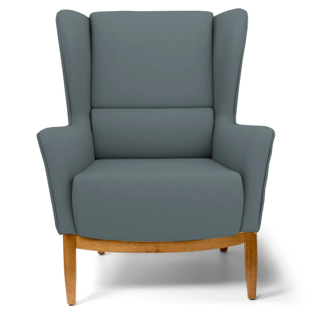 Poltrona Decorativa Base Manu Madeira Milena C-03 Sintético Cinza Escuro - Domi