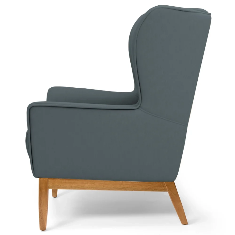 Poltrona Decorativa Base Manu Madeira Milena C-03 Sintético Cinza Escuro - Domi