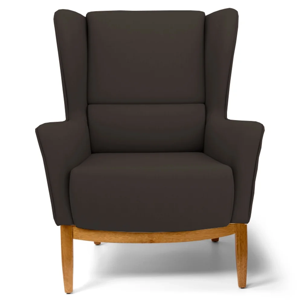 Poltrona Decorativa Base Manu Madeira Milena C-34 Sintético Marrom - Domi