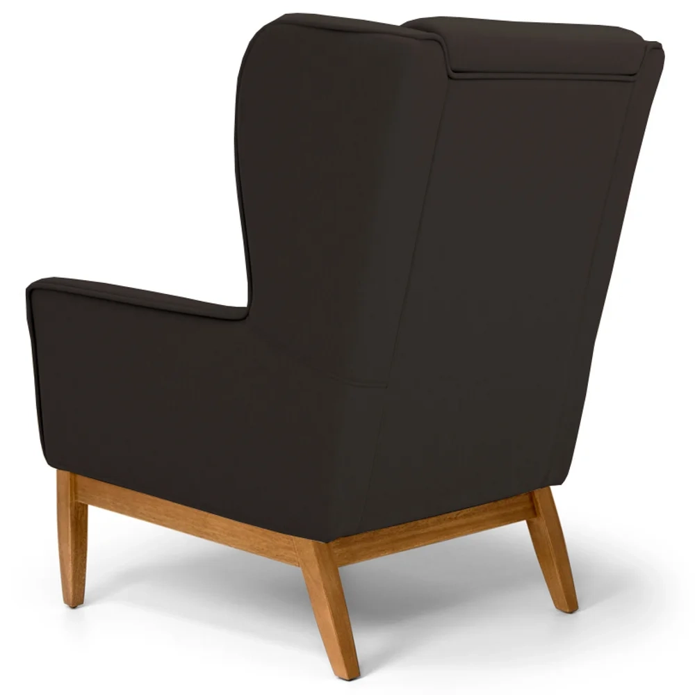 Poltrona Decorativa Base Manu Madeira Milena C-34 Sintético Marrom - Domi