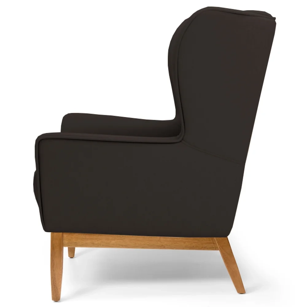 Poltrona Decorativa Base Manu Madeira Milena C-34 Sintético Marrom - Domi