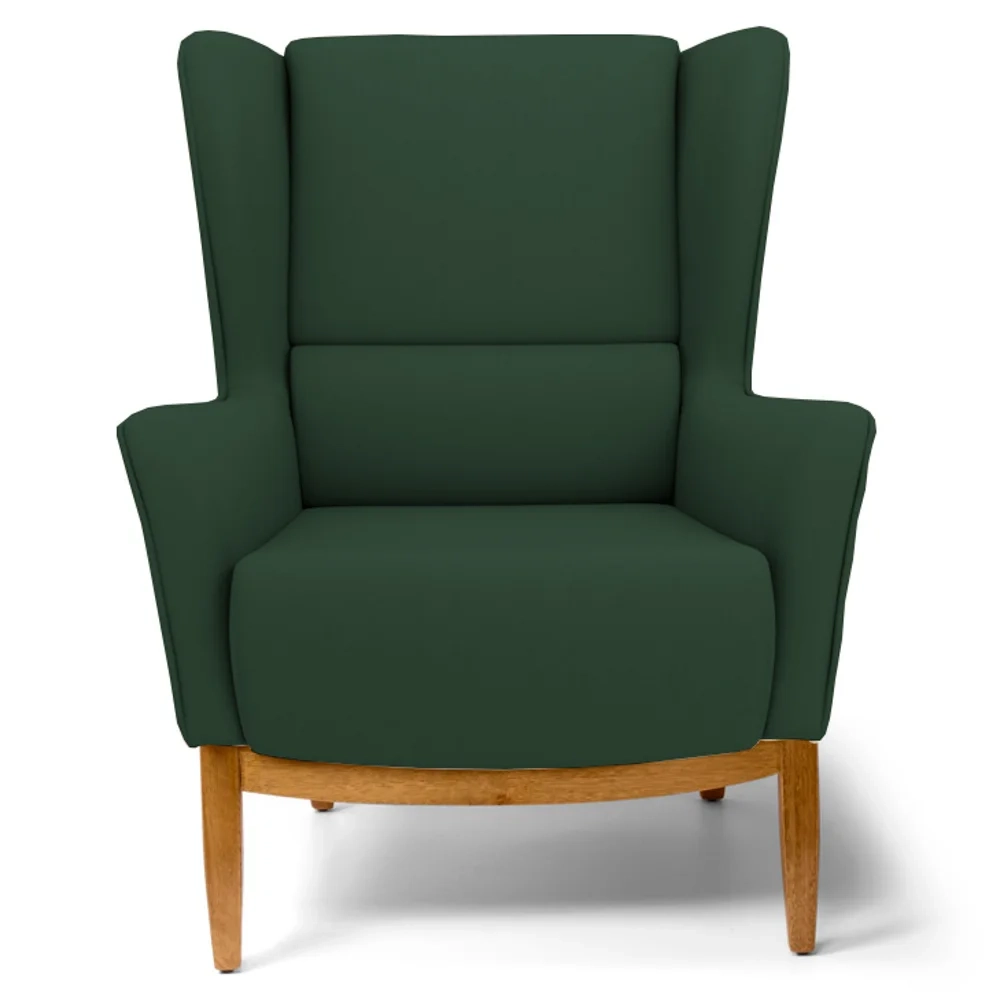 Poltrona Decorativa Base Manu Madeira Milena C-117 Linho Verde - Domi