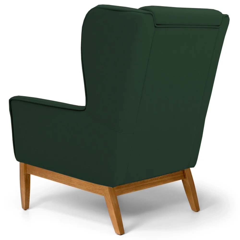 Poltrona Decorativa Base Manu Madeira Milena C-117 Linho Verde - Domi