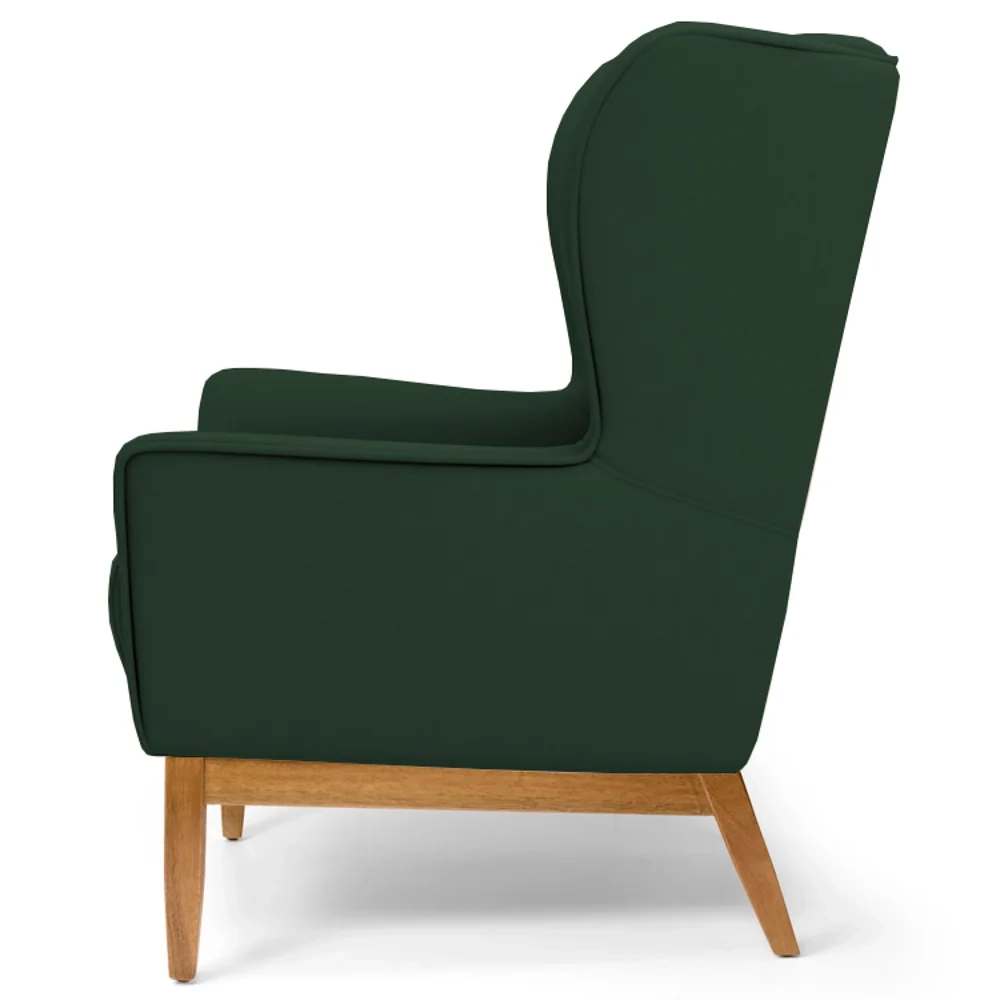 Poltrona Decorativa Base Manu Madeira Milena C-117 Linho Verde - Domi