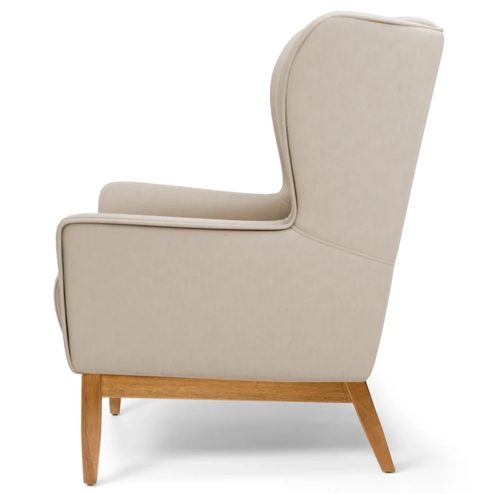 Poltrona Decorativa Base Manu Madeira Milena Veludo C-309 Bege - Domi