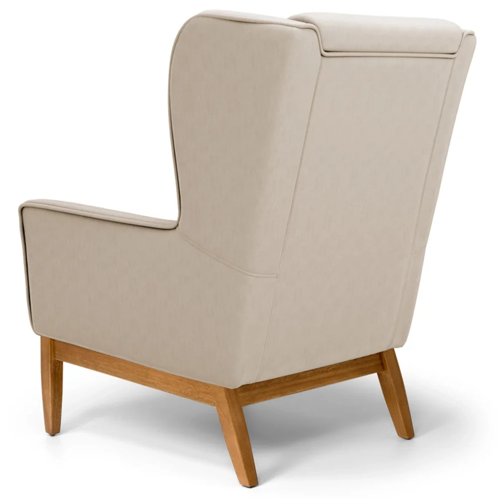 Poltrona Decorativa Base Manu Madeira Milena Veludo C-309 Bege - Domi