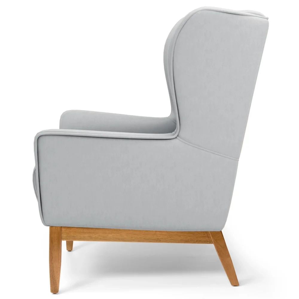 Poltrona Decorativa Base Manu Madeira Milena Linho D-315 Cinza Claro - Domi