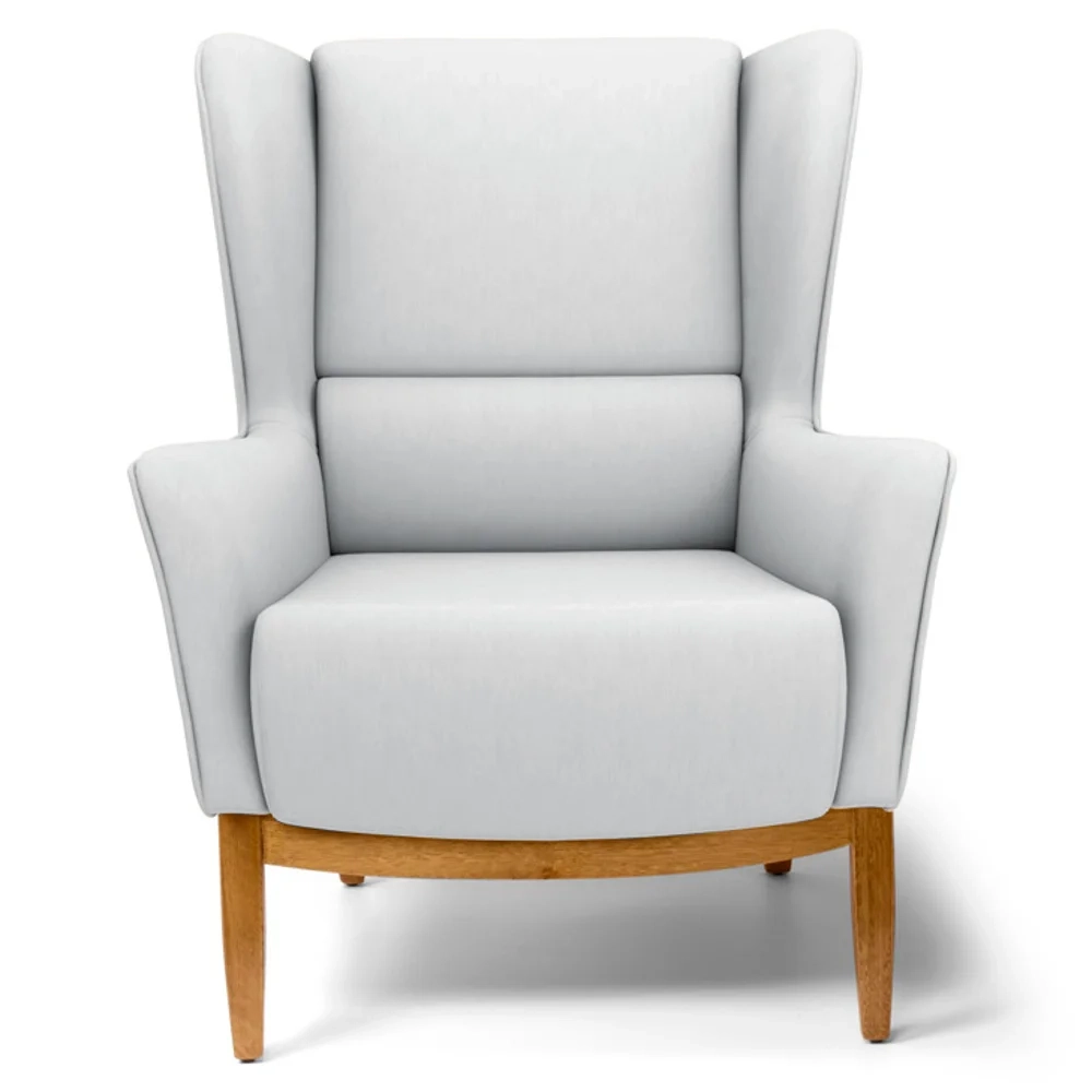 Poltrona Decorativa Base Manu Madeira Milena Linho D-315 Cinza Claro - Domi