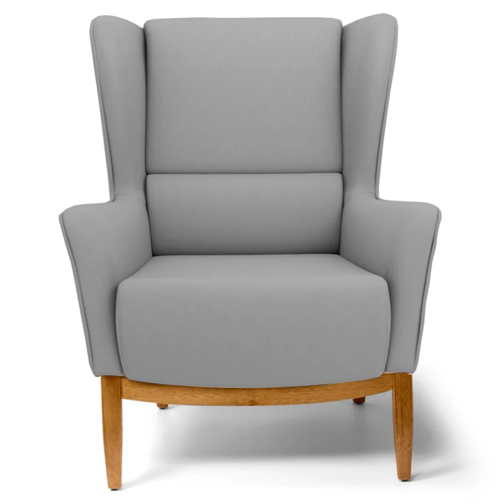 Poltrona Decorativa Base Manu Madeira Milena C-416 Cinza Escuro - Domi