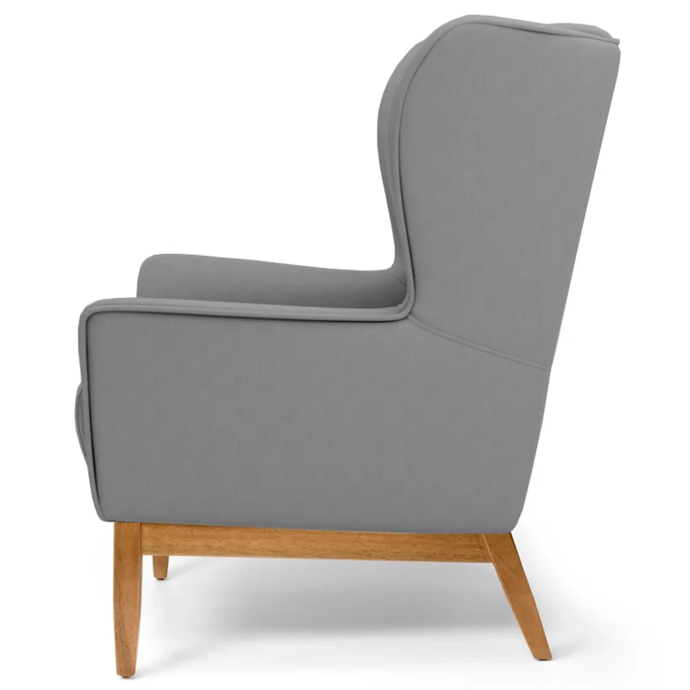 Poltrona Decorativa Base Manu Madeira Milena C-416 Cinza Escuro - Domi