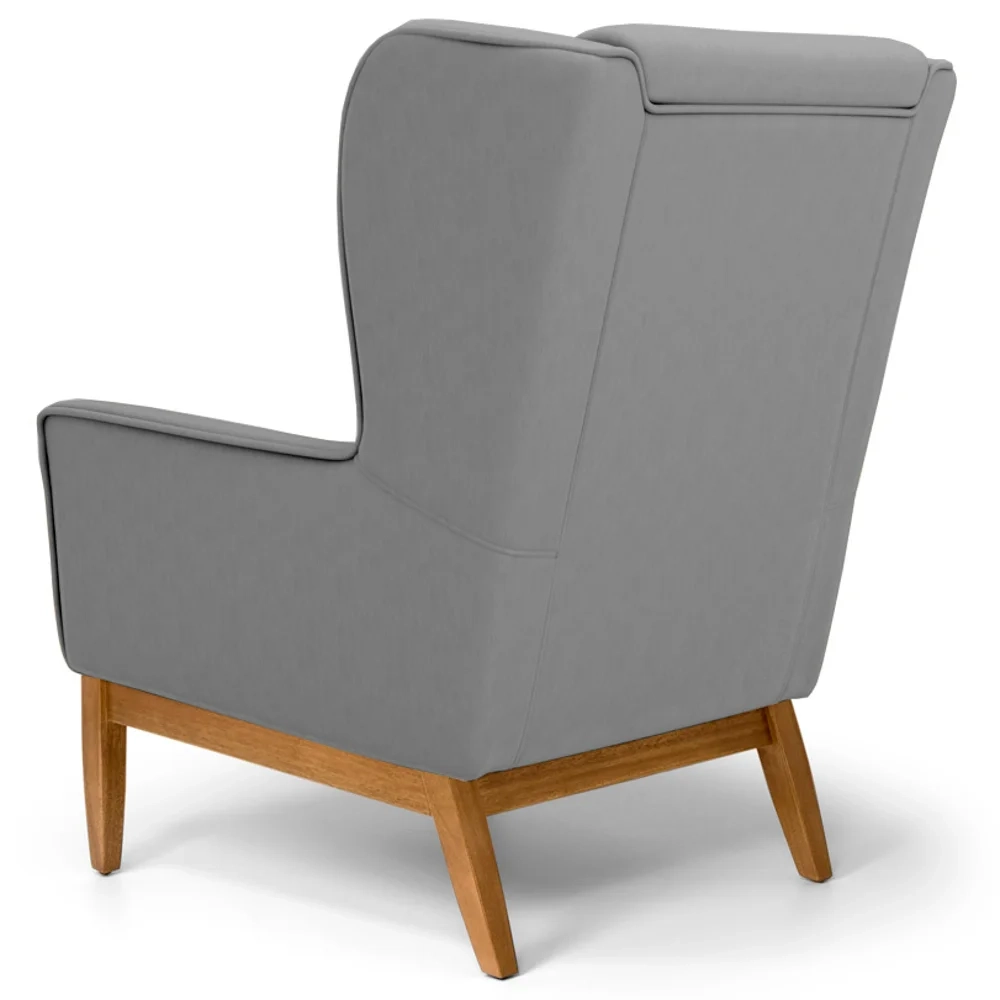 Poltrona Decorativa Base Manu Madeira Milena C-416 Cinza Escuro - Domi