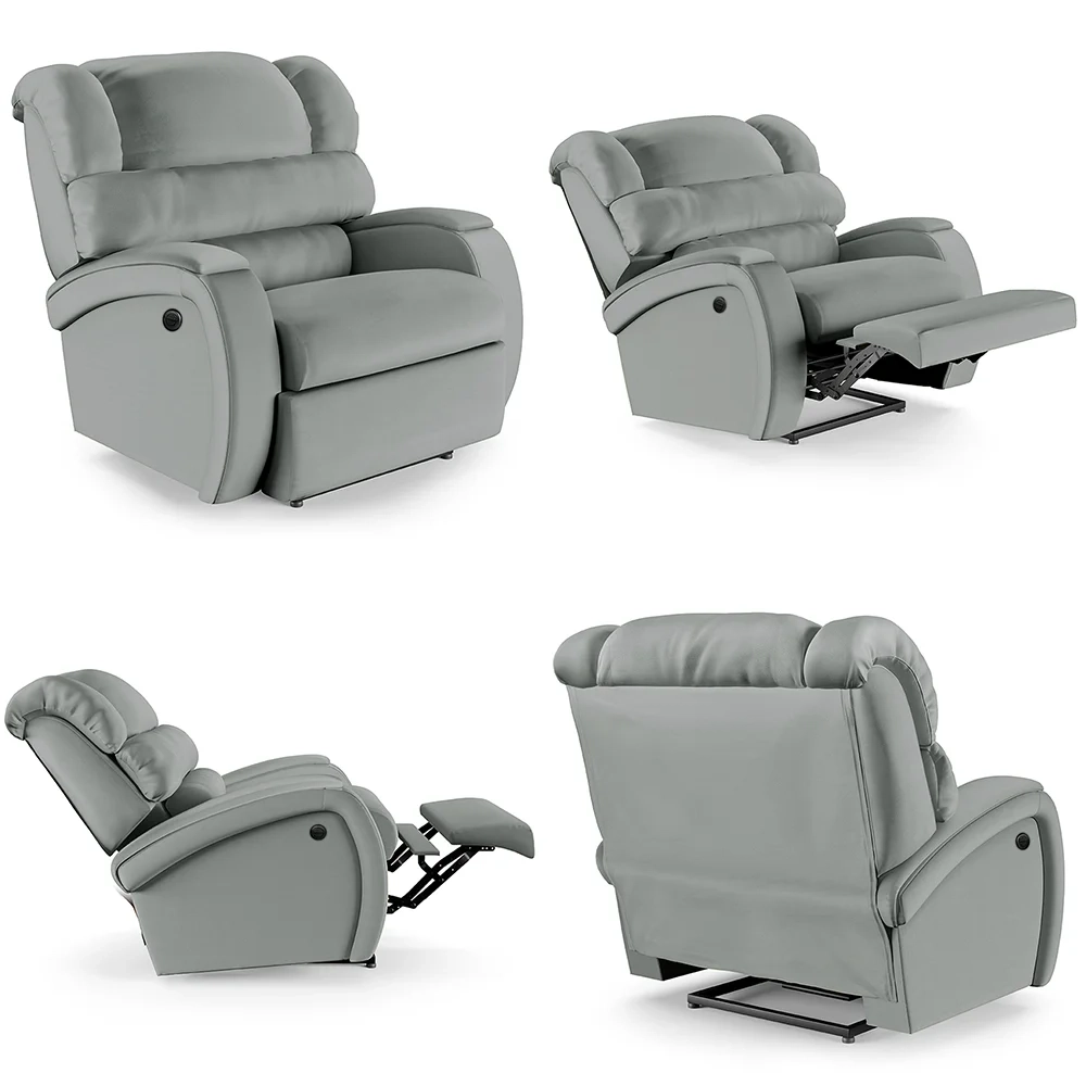 Poltrona do Papai Reclinável Kalie Power Elétrica FH9 PU Cinza - Mpozenato