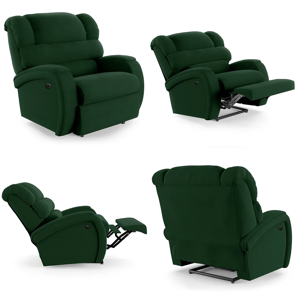 Poltrona do Papai Reclinável Kalie Power Elétrica FH9 Veludo Verde - Mpozenato