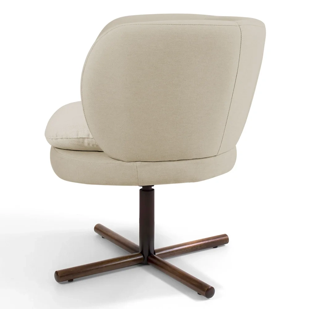 Poltrona Decorativa Sala de Estar Melissa Base Xis Giratória C-107 Linho Bege - Domi